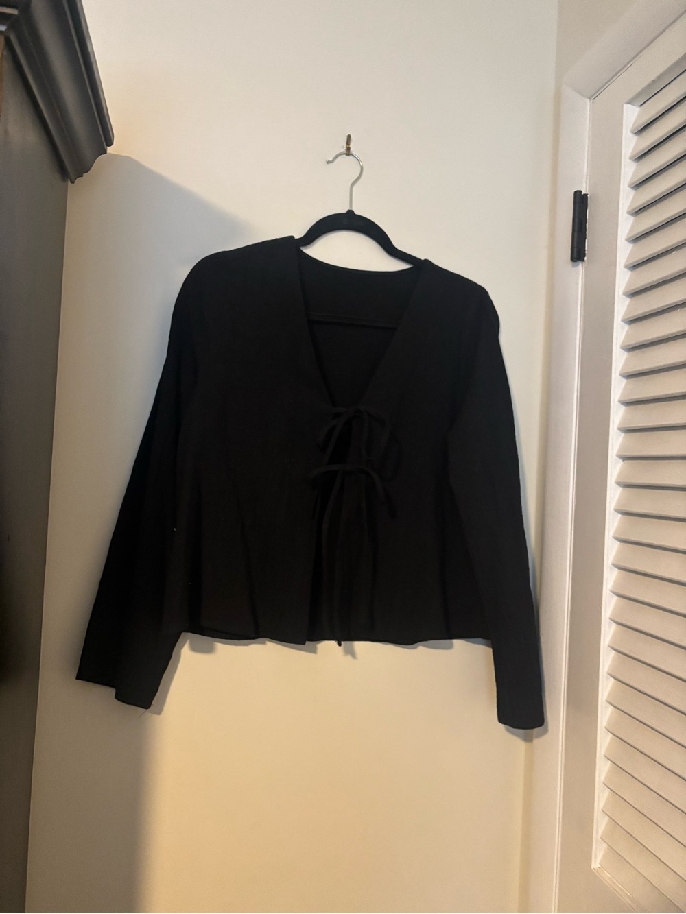 Black Tie-Front Women's Top
